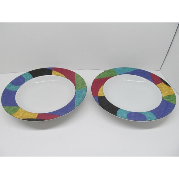 Mikasa California Currents 8.5" Rimmed Soup Bowls  Set of 2 - Picture 9 of 10